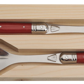 Jean Dubost Salad Servers with Red handles
