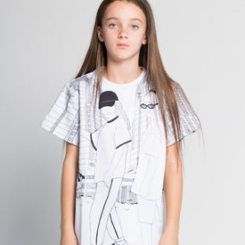 GIRLS WHITE T-SHIRT WITH ILLUSTRATED PRINT