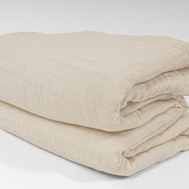 All-Season Organic Muslin Queen Blanket in No-Dye Natural Cream