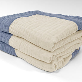 All-Season Organic Muslin Reversible Twin in Lake & Cream