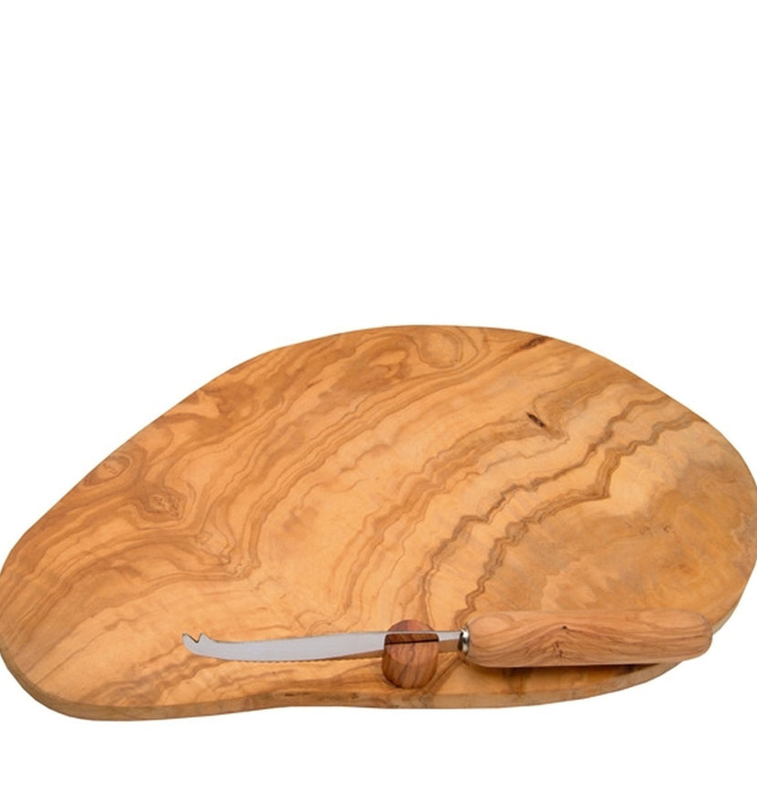 Berard Olive Wood Cheese Board & Cheese Knife