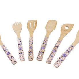 BergHOFF Patterned Bamboo 6Pc Utensil Set, Blue