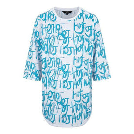 GIRLS HOJ STRAIGHT FIT TEE WITH BLUE DIGITAL ALL OVER  PRINT
