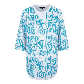 GIRLS HOJ STRAIGHT FIT TEE WITH BLUE DIGITAL ALL OVER PRINT