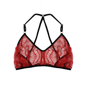 Mia Red Lace Bralette With Adjustable Straps