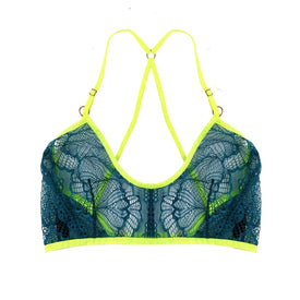 Samantha Neon Yellow Lace Bralette With Adjustable Straps