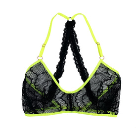 Kiera Black Lace Bralette With Neon Yellow Trim