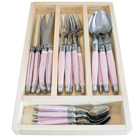 Jean Dubost 24 Pc Everyday Flatware Set Pink