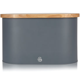 Swan Nordic Bread Bin with Cutting Board - Grey