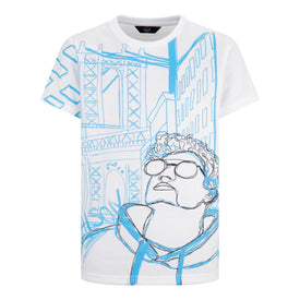 BOYS WHITE 'BIG CITY' ART SHORT SLEEVED TEE JUNIOR SOFT COTTON STRAIGHT FIT T-SHIRT