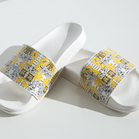 YELLOW HOJ BOLD PRINT SLIDERS