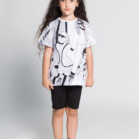 GIRLS CREATIVE T-SHIRT WITH ILLUSTRATED PRINT