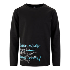BOYS 'ART' LONG SLEEVED TOP JUNIOR SOFT COTTON LONG SLEEVED T-SHIRT WITH BLUE PRINT