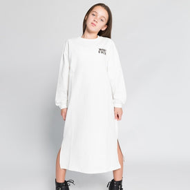 GIRLS SLOGAN LONG SLEEVE JUMPER DRESS
