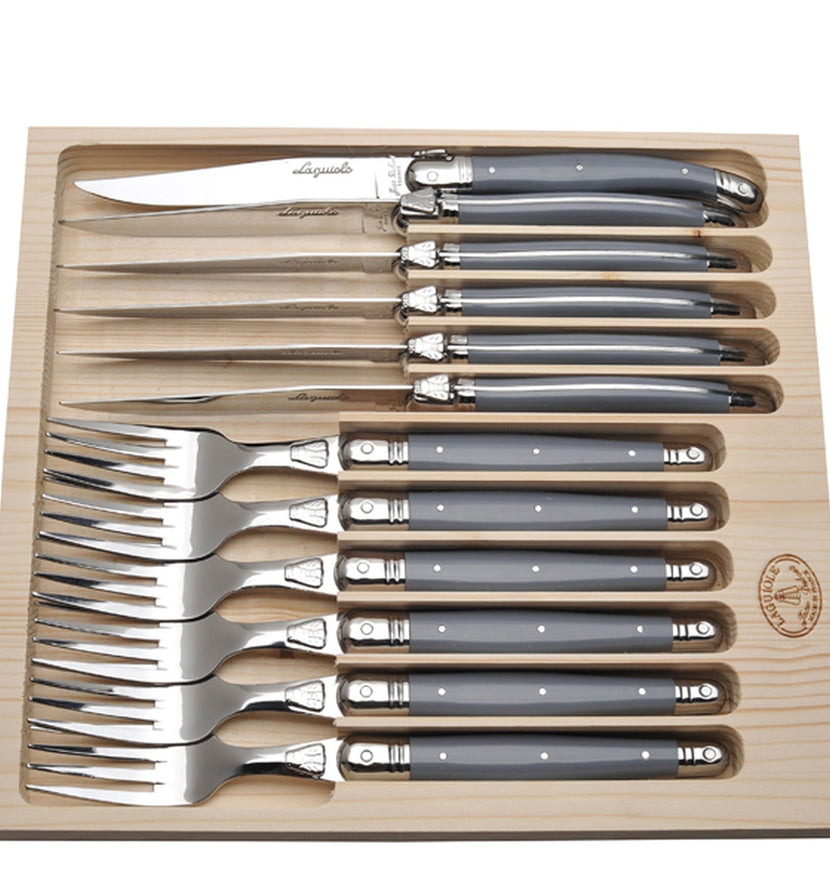Jean Dubost 12 Pc Cutlery Set with Gray Handles