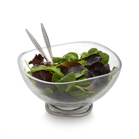 Braid Glass Salad Bowl with Servers