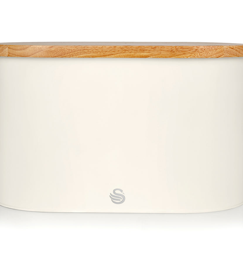 Swan Nordic Bread Bin with Cutting Board - White