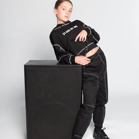 GIRLS BLACK TRACKSUIT WITH SLOGAN