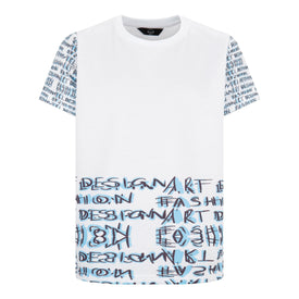 BOYS WHITE 'ART IN PROGRESS' SHORT SLEEVED TEE LOOSE COTTON FITTED T-SHIRT