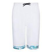 BOYS WHITE KNEE LENGTH SHORTS WITH HOJ PRINT